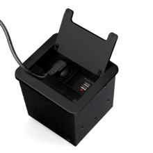 Emuca Multiconnecteur Atom 14 pour bureau, EU, Peint en noir, Acier et Plastique et Aluminium. - Item1
