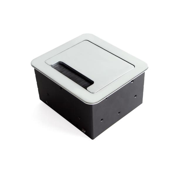 Emuca Multiconector para escritorio Atom 14, 130x115mm, 1 enchufe tipo Schuko, 2 USB tipo A, 1 HDMI, Acero y Plástico y Aluminio, Gris metalizado