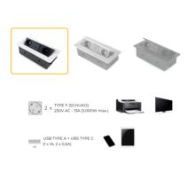 Emuca Multiconector para escritorio Atom 26 Lite, 225x111mm, 2 enchufes tipo Schuko, 1 USB tipo A, 1USB tipo C, Zamak-Acero-Plástico, Blanco - Ítem5
