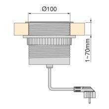 Emuca Multiconnecteur Vertikal Push diamètre 100mm, 3 prises de type Schuko, 2 USB type A, Acier et Plastique, Peint en noir - Item2