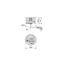 Emuca Multiconector Circle 80, diámetro 80mm, 1 enchufe tipo Schuko, 1 USB tipo A, 1 USB tipo C, Plástico, Pintado negro - Ítem2