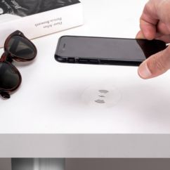 Emuca Chargeur sans fil caché pour mobile Airtop 2, Ø60mm, 5V DC 2A (QI-10W), Plastique noir, Plastique