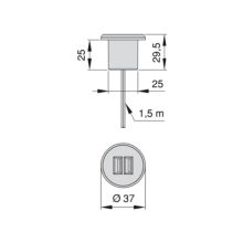 Emuca Kit de Plugy de connecteurs de charge USB, y compris convertisseur et 2 USB type A, diamètre 25mm, Plastique, Gris métallisé, pour montage encastré dans le mobilier - Item6
