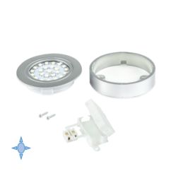 Emuca Foco LED con Soporte, D. 65 mm, Luz blanca fría, Plástico, Gris metalizado