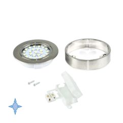 Emuca Foco LED con Soporte, D. 65 mm, Luz blanca fría, Plástico, Niquel satinado - Ítem