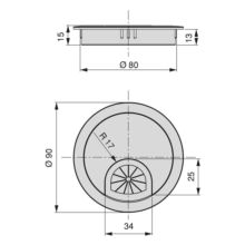 Pasacables Circular Cromado 7ud D80mm - Ítem5