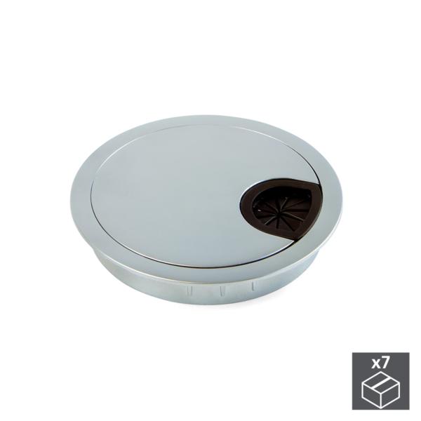 Lote de 7 pasacables Circum Emuca D. 80 mm para encastrar de zamac acabado cromado mate
