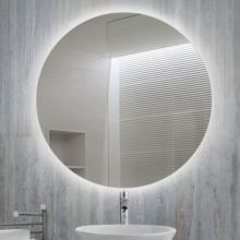 Emuca Espejo de baño Cassiopeia con iluminación LED decorativa, diámetro 60cm, AC 230V 50Hz, 20W y 12W, Aluminio y Cristal - Ítem7