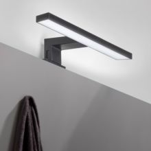 Emuca Foco LED para espejo de baño Virgo (AC 230V 50Hz), sin necesidad de convertidor, L300mm, Luz blanca fría 6.000K, Plástico, Pintado negro - Ítem4