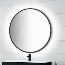 Emuca Miroir Zeus avec éclairage décoratif à LED et cadre noir, diamètre 80 cm, AC 230V 50Hz, 12 W, Aluminium et Verre - Item3