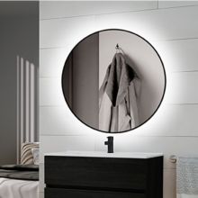 Emuca Miroir Zeus avec éclairage décoratif à LED et cadre noir, diamètre 80 cm, AC 230V 50Hz, 12 W, Aluminium et Verre - Item4
