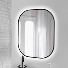 Emuca Miroir Cepheus avec éclairage décoratif à LED et cadre noir, arrondi rectangulaire 600 x 800 mm, AC 230V 50Hz, 12 W, Aluminium et Verre - Item3