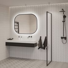 Emuca Espejo de baño Cepheus con iluminación LED decorativa y marco negro, rectangular redondeado 600x800mm, AC 230V 50Hz, 12W, Aluminio y Cristal - Ítem5