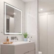 Emuca Miroir de salle de bain Heracles avec éclairage LED frontal et décoratif (AC 230V 50Hz), 34 W, Plastique et Verre - Item3