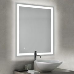 Emuca Espejo de baño Heracles con iluminación LED frontal y decorativa, AC 230V 50Hz, 34W, Plástico y Cristal