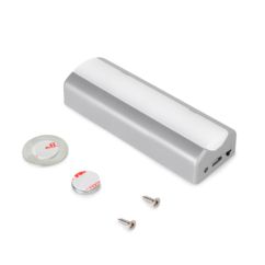 Emuca Luminaria LED Rigel recargable por USB para interior cajones con sensor de vibración, Luz blanca natural 4.000K, Plástico, Gris metalizado