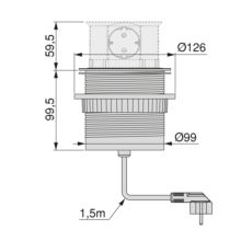 Emuca Multiconector extraíble Vertikal Push diámetro 100mm, 3 enchufes tipo Schuko, 1 USB tipo A, 1 USB tipo C, Acero y Plástico, Pintado blanco - Ítem1