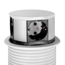 Emuca Multiconnecteur Vertikal Push diamètre 100mm, 3 prises de type Schuko, 1 USB type A, 1 USB type C, Acier et Plastique, Peint en blanc - Item2