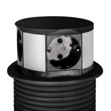 Emuca Multiconector extraíble Vertikal Push diámetro 100mm, 3 enchufes tipo Schuko, 1 USB tipo A, 1 USB tipo C, Acero y Plástico, Pintado negro - Ítem2