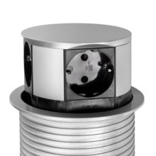 Emuca Multiconector extraíble Vertikal Push diámetro 100mm, 3 enchufes tipo Schuko, 1 USB tipo A, 1 USB tipo C, Acero y Plástico, Pintado aluminio - Ítem2