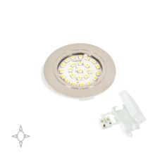 Emuca Aplique LED para mueble, diámetro 65 mm, de empotrar, no necesita convertidor, luz blanca natural, plástico, níquel satinado - Ítem1