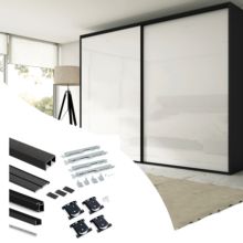 Emuca Kit de quincaillerie pour armoire à 2 portes coulissantes avec fermeture souple Placard 74, profil aigu, épaisseur 16mm, panneaux non inclus, Peint en Noir - Item3