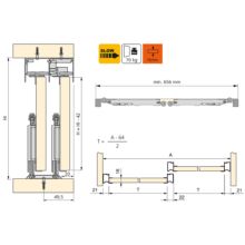 Emuca Kit de herrajes para armario de 2 puertas correderas y cierre suave Placard 81, perfil Wave, espesor 16mm, tableros no incluidos, Anodizado mate - Ítem1