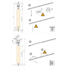 Emuca Kit de sistema corredero Railway para puertas correderas colgadas de madera con cierre suave, 80kg, Aluminio, Anodizado mate - Ítem1