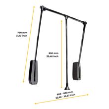 Emuca Penderie rabattable pour armoire Hang mural, 600-830mm, Acier et Plastique, Peint en noir - Item1