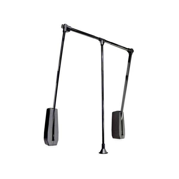 Emuca Penderie rabattable pour armoire Hang mural, 600-830mm, Acier et Plastique, Peint en noir