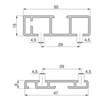 Emuca Kit de 2 portes coulissantes et Flow de ferrures pour armoires à fermeture souple avec rails de surface 2,35m, panneaux non inclus, anodisé mat - Item5