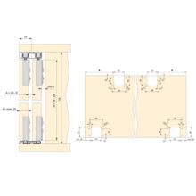 Emuca Kit de 2 portes coulissantes et Flow de ferrures pour armoires à fermeture souple avec rails de surface 2,35m, panneaux non inclus, anodisé mat - Item7