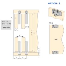 Emuca Kit de herrajes para armario 2 puertas correderas y cierre suave Flow2 con carriles encastrados 2.35m, tableros no incluidos, Anodizado mate - Ítem1