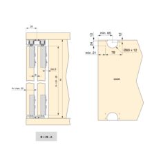Emuca Kit de ferrures pour Flow2 2 portes coulissantes et armoire à fermeture souple avec rails de surface de 2,35m, panneaux non inclus, Peint en noir - Item3