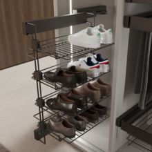Emuca Zapatero lateral extraíble para armarios y vestidores Quartz, Izquierda, Acero, Titanio - Ítem1