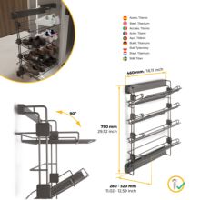Emuca Porte-chaussures latéral coulissant pour placards et dressing Quartz, Gauche, Acier, Titane - Item11