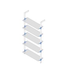 Emuca Lote de soportes para 5 estantes de cristal para la estructura Zero, cristales no incluidos, Zamak, Pintado color gris piedra - Ítem1