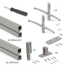 Emuca Kit de estructura modular Zero con herrajes para el montaje de fijación a pared, Aluminio y Zamak, Pintado color gris piedra - Ítem4