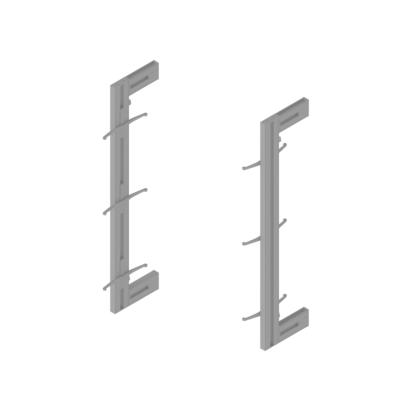 Kit de soportes para 4 estantes de madera y 1 barra de colgar de longitud  1m Zero, Aluminio y Zamak y Plástico, Pintado color negro texturizado