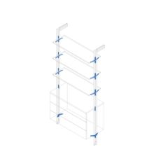Emuca Kit de soportes para 3 estantes de madera y 1 módulo para la estructura Zero, Zamak, Pintado color gris piedra - Ítem1