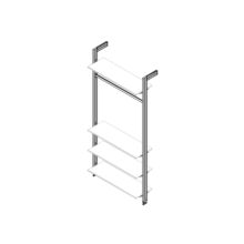 Emuca Kit de soportes para 4 estantes de madera y 1 barra de colgar de longitud 1m Zero, Aluminio y Zamak y Plástico, Pintado color gris piedra - Ítem6