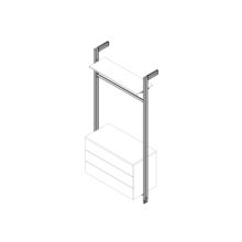 Emuca Kit de fixation pour 1 étagère en bois, 1 module et 1 tringle de suspension longueur 1m Zero, Zamak, Gris pierre peint - Item8