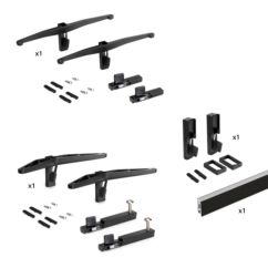 Emuca Kit de soportes para 1 estante de madera, 1 módulo y 1 barra de colgar de longitud 1m Zero, Zamak, Pintado color negro texturizado - Ítem