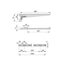 Emuca Kit para 3 estantes con sopores y perfiles de fijación a pared Jagmet, longitud 280mm, Acero, Pintado blanco - Ítem1