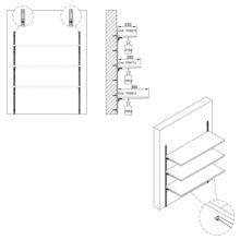 Emuca Kit de pour 3 étagères avec consoles et supports muraux Jagmet, longueur 280mm, Acier, Peint en blanc - Item2
