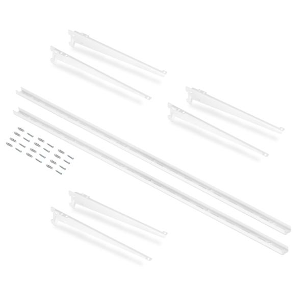 Emuca Kit para 3 estantes con sopores y perfiles de fijación a pared Jagmet, longitud 280mm, Acero, Pintado blanco