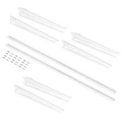 Emuca Kit para 3 estantes con sopores y perfiles de fijación a pared Jagmet, longitud 380mm, Acero, Pintado blanco - Ítem