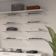 Emuca Lote para 4 estantes con soportes y placas de fijación a pared Jagmet, longitud 230mm, Acero, Pintado blanco - Ítem5