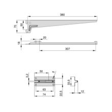Emuca Lote para 4 estantes con soportes y placas de fijación a pared Jagmet, longitud 380mm, Acero, Pintado blanco - Ítem1