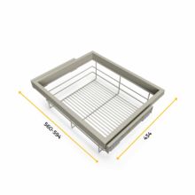 Emuca Kit de cesta de alambre y bastidor de guías con cierre suave para armario, regulable, módulo 600mm, Gris piedra - Ítem8